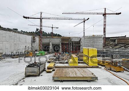 "Construction site of the new hydropower plant in Rheinfelden, headwater inlet platform, Rheinfelden - Ost, Rheinfelden - Baden, Baden-Wurttemberg, Germany, Europe" View Large Photo Image Picture - "Construction site of the new hydropower plant in Rheinfelden, headwater inlet platform, Rheinfelden - Ost, Rheinfelden - Baden, Baden-Wurttemberg, Germany, Europe". Fotosearch