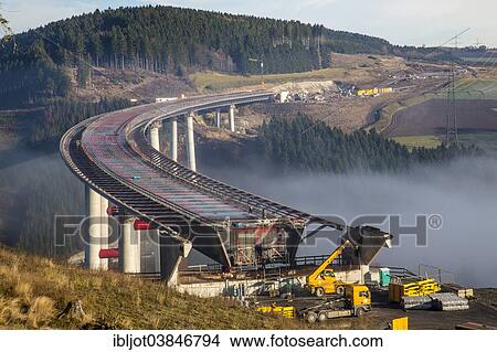 "Construction site of the Talbrucke Nuttlar viaduct, A46 highway bridge, 660 meters long, near Nuttlar, North Rhine-Westphalia, Germany, Europe" View Large Photo Image Picture - "Construction site of the Talbrucke Nuttlar viaduct, A46 highway bridge, 660 meters long, near Nuttlar, North Rhine-Westphalia, Germany, Europe". Fotosearch