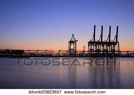 "Container bridges, gantry cranes, Container Terminal Altenwerder, container port, Port of Hamburg, Hamburg, Germany, Europe" View Large Photo Image Stock Photo - "Container bridges, gantry cranes, Container Terminal Altenwerder, container port, Port of Hamburg, Hamburg, Germany, Europe". Fotosearch