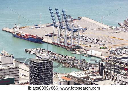 Stock Photograph - "Container port, Auckland, Auckland Region, New Zealand, Oceania". Fotosearch