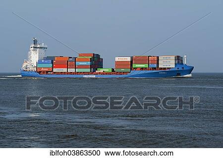 "Container ship """"Aldebaran J"""" on the Elbe River, Cuxhaven, Lower Saxony, Germany, Europe" View Large Photo Image Stock Image - "Container ship """"Aldebaran J"""" on the Elbe River, Cuxhaven, Lower Saxony, Germany, Europe". Fotosearch