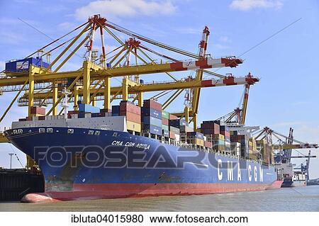 "Container ship and gantry cranes, Stromkaje quay, Wilhelm Kaisen Terminal, Container Terminal Bremerhaven, Bremerhaven, Bremen, Germany, Europe" View Large Photo Image Stock Image - "Container ship and gantry cranes, Stromkaje quay, Wilhelm Kaisen Terminal, Container Terminal Bremerhaven, Bremerhaven, Bremen, Germany, Europe". Fotosearch