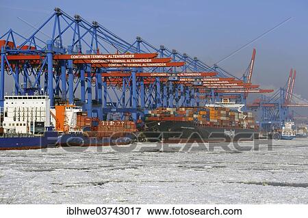 "Container ship at Container Terminal Altenwerder, Hamburg, Germany, Europe" View Large Photo Image Stock Photo - "Container ship at Container Terminal Altenwerder, Hamburg, Germany, Europe". Fotosearch