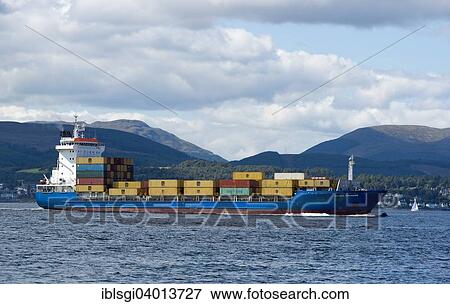 "Container ship Hanse Courage in the Firth of Clyde off Dunoon, Scotland, United Kingdom, Europe" View Large Photo Image Stock Photo - "Container ship Hanse Courage in the Firth of Clyde off Dunoon, Scotland, United Kingdom, Europe". Fotosearch
