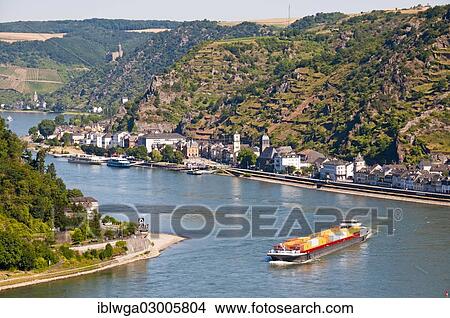 "Container ship, Rhine River curves, Lorelei, Rhine Gorge, St. Goarshausen, Rhineland-Palatinate, Germany, Europe" View Large Photo Image Picture - "Container ship, Rhine River curves, Lorelei, Rhine Gorge, St. Goarshausen, Rhineland-Palatinate, Germany, Europe". Fotosearch