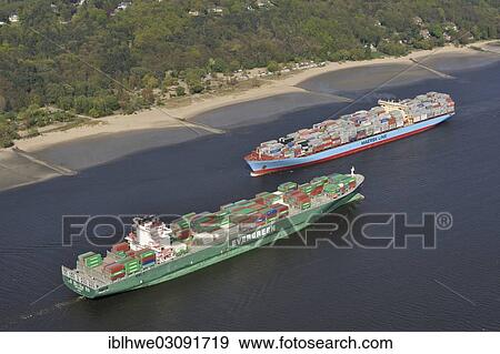 "Container ships, Ever Conquest, front, and Charlotte Maersk, rear, on the Elbe River, Hamburg-Port, Hamburg, Hamburg, Germany, Europe" View Large Photo Image Stock Photo - "Container ships, Ever Conquest, front, and Charlotte Maersk, rear, on the Elbe River, Hamburg-Port, Hamburg, Hamburg, Germany, Europe". Fotosearch