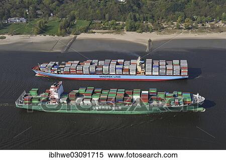 "Container ships, Ever Conquest, front, and Charlotte Maersk, rear, on the Elbe River, Hamburg-Port, Hamburg, Hamburg, Germany, Europe" View Large Photo Image Stock Photography - "Container ships, Ever Conquest, front, and Charlotte Maersk, rear, on the Elbe River, Hamburg-Port, Hamburg, Hamburg, Germany, Europe". Fotosearch