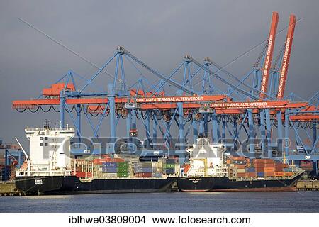 "Container Terminal Altenwerder with feeder vessels, Hamburg, Germany, Europe" View Large Photo Image Picture - "Container Terminal Altenwerder with feeder vessels, Hamburg, Germany, Europe". Fotosearch