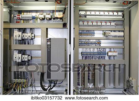 Stock Image - "Control cabinets on the inside, Germany, Europe". Fotosearch