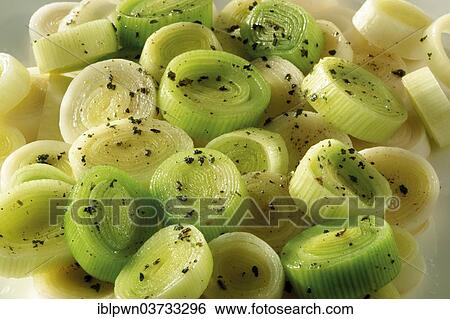 Cooked leek rings View Large Photo Image Stock Photograph - Cooked leek rings. Fotosearch