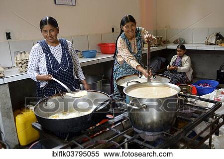 "Cooks working in the kitchen of a boarding school, Carmen Pampa, Yungas, Department of La Paz, Bolivia, South America" View Large Photo Image Stock Photography - "Cooks working in the kitchen of a boarding school, Carmen Pampa, Yungas, Department of La Paz, Bolivia, South America". Fotosearch