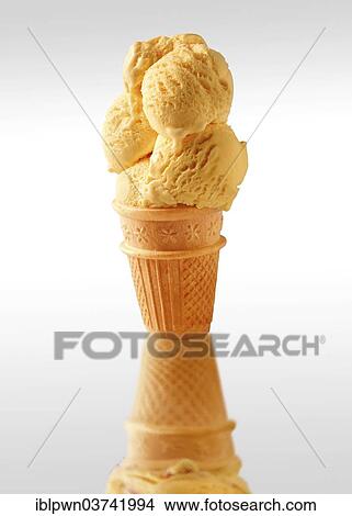 Cornish vanilla ice cream in a wafer tub View Large Photo Image Picture - Cornish vanilla ice cream in a wafer tub. Fotosearch
