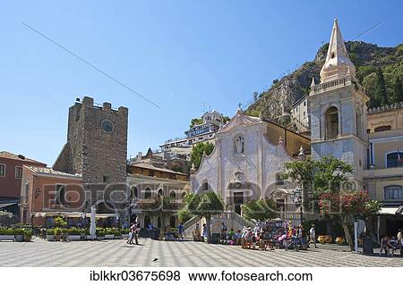 "Corso Umberto, Piazza IX Aprile square and San Giuseppe Church, Taormina, Province of Messina, Sicily, Italy, Europe" View Large Photo Image Stock Photo - "Corso Umberto, Piazza IX Aprile square and San Giuseppe Church, Taormina, Province of Messina, Sicily, Italy, Europe". Fotosearch