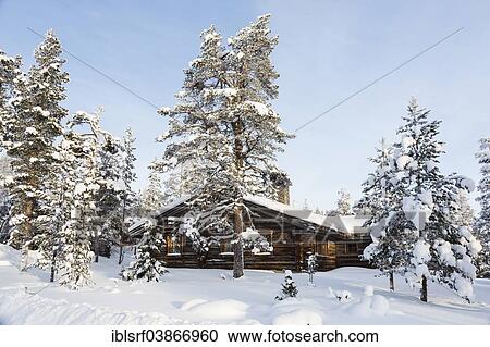 "Cottage in the snowy forest, near Saariselka, Finland, Europe" View Large Photo Image Stock Image - "Cottage in the snowy forest, near Saariselka, Finland, Europe". Fotosearch