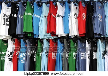Stock Photo - "Counterfeit sleeveless designer shirts, Patong, Thailand, Asia". Fotosearch