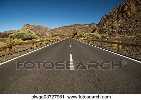 Stock Image - "Country road, Teide-National Park, Tenerife, Canary Islands, Spain, Europe". Fotosearch