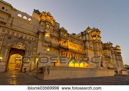 "Courtyard and illuminated City Palace of the Maharana of Udaipur, Udaipur, Rajasthan, India, Asia" View Large Photo Image Stock Photo - "Courtyard and illuminated City Palace of the Maharana of Udaipur, Udaipur, Rajasthan, India, Asia". Fotosearch