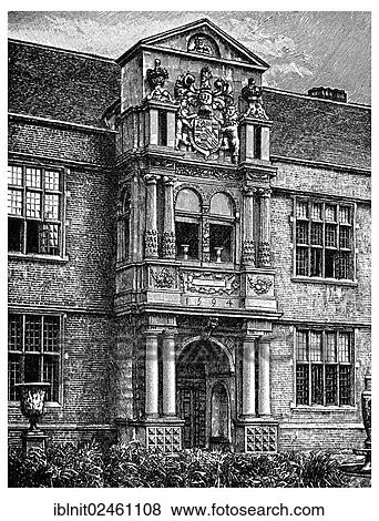 "Courtyard entrance portal, 1594, Cobham Hall, Kent, illustration, Meyers Konversations-Lexikon encyclopedia, 1897" View Large Photo Image Stock Photo - "Courtyard entrance portal, 1594, Cobham Hall, Kent, illustration, Meyers Konversations-Lexikon encyclopedia, 1897". Fotosearch