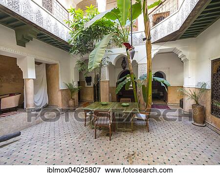 "Courtyard of a typical Riad, old mansion, Medina, Marrakech, Marrakech-Tensift-El Haouz, Morocco, Africa" View Large Photo Image Stock Photo - "Courtyard of a typical Riad, old mansion, Medina, Marrakech, Marrakech-Tensift-El Haouz, Morocco, Africa". Fotosearch