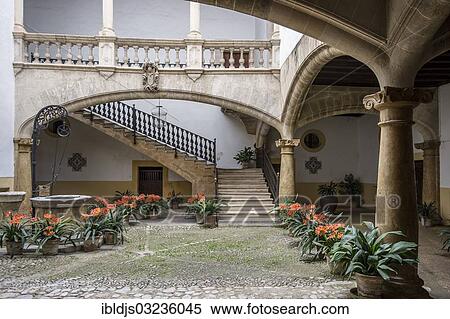 "Courtyard of an old house with flower pots, in the old town, Palma de Mallorca, Majorca, Balearic Islands, Spain, Europe" View Large Photo Image Stock Photography - "Courtyard of an old house with flower pots, in the old town, Palma de Mallorca, Majorca, Balearic Islands, Spain, Europe". Fotosearch