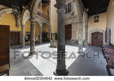 "Courtyard of Columbus House, Plaza Santa Ana, Vegueta, old town of Las Palmas, Las Palmas de Gran Canaria, Gran Canaria, Canary Islands, Spain, Europe" View Large Photo Image Stock Image - "Courtyard of Columbus House, Plaza Santa Ana, Vegueta, old town of Las Palmas, Las Palmas de Gran Canaria, Gran Canaria, Canary Islands, Spain, Europe". Fotosearch