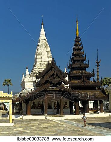 "Courtyard of Shwezigon Pagoda, altar with a wooden roof, Nyaung U, Ebene von Pagan, Bagan, Mandalay Division, Myanmar, Burma, Asia" View Large Photo Image Stock Photo - "Courtyard of Shwezigon Pagoda, altar with a wooden roof, Nyaung U, Ebene von Pagan, Bagan, Mandalay Division, Myanmar, Burma, Asia". Fotosearch