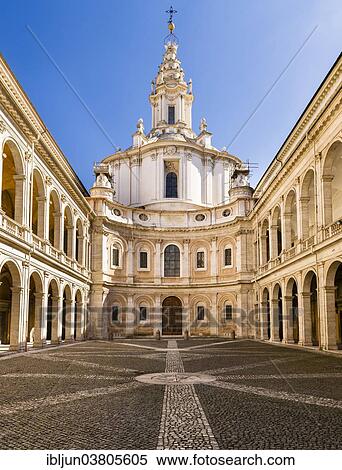 "Courtyard of Studium Urbis, Cortile della Sapienza, Palazzo della Sapienza, and the baroque church of Sant'Ivo alla Sapienza by Francesco Borromini, Rome, Lazio, Italy, Europe" View Large Photo Image Stock Photography - "Courtyard of Studium Urbis, Cortile della Sapienza, Palazzo della Sapienza, and the baroque church of Sant'Ivo alla Sapienza by Francesco Borromini, Rome, Lazio, Italy, Europe". Fotosearch