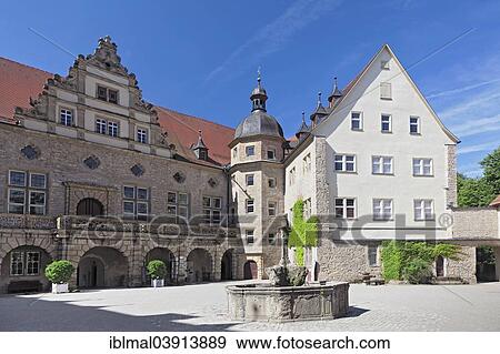 "Courtyard of Weikersheim Castle, Tauber valley, Romantic Road, Bronnbach, Baden-Wurttemberg, Germany, Europe" View Large Photo Image Stock Photo - "Courtyard of Weikersheim Castle, Tauber valley, Romantic Road, Bronnbach, Baden-Wurttemberg, Germany, Europe". Fotosearch