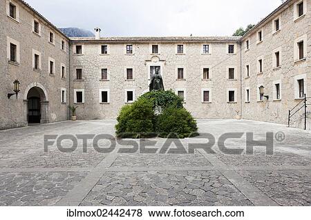 Stock Photo - "Courtyard, Santuari de Lluc, Lluc Sanctuary, Majorca, Balearic Islands, Spain, Europe". Fotosearch