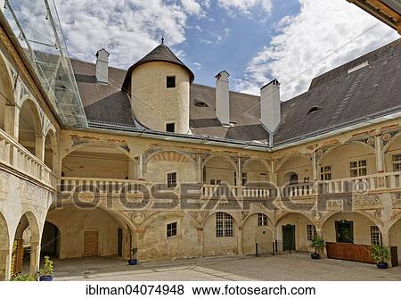 "Courtyard, Schloss Poggstall or Schloss Rogendorf castle, Poggstall, Waldviertel, Lower Austria, Austria, Europe" View Large Photo Image Stock Photo - "Courtyard, Schloss Poggstall or Schloss Rogendorf castle, Poggstall, Waldviertel, Lower Austria, Austria, Europe". Fotosearch