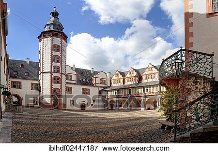 "Courtyard, Stadtpfeiferturm tower, Schloss Weilburg Castle, Weilburg an der Lahn, Hesse, Germany, Europe" View Large Photo Image Stock Photo - "Courtyard, Stadtpfeiferturm tower, Schloss Weilburg Castle, Weilburg an der Lahn, Hesse, Germany, Europe". Fotosearch