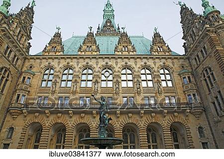 Stock Photo - "Courtyard, town hall, Hamburg, Germany, Europe". Fotosearch