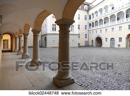 "Courtyard with arcades, Schloss of Ellwangen Castle, Ellwangen an der Jagst, Baden-Wuerttemberg, Germany, Europe" View Large Photo Image Stock Photo - "Courtyard with arcades, Schloss of Ellwangen Castle, Ellwangen an der Jagst, Baden-Wuerttemberg, Germany, Europe". Fotosearch