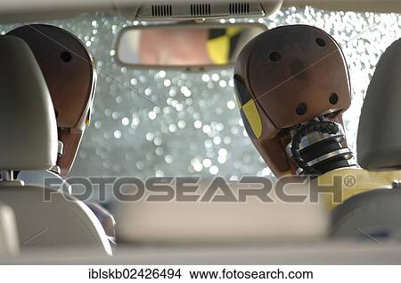 "Crash test dummies in a car, rear view" View Large Photo Image Picture - "Crash test dummies in a car, rear view". Fotosearch