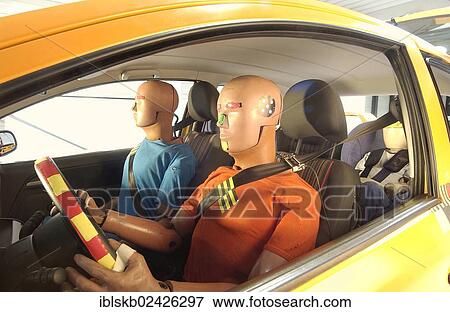 Crash test dummies in a car View Large Photo Image Stock Photo - Crash test dummies in a car. Fotosearch