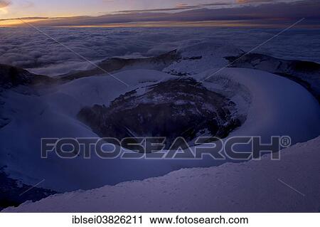 "Crater of Cotopaxi Volcano at sunrise, Quito, Ecuador, South America" View Large Photo Image Stock Image - "Crater of Cotopaxi Volcano at sunrise, Quito, Ecuador, South America". Fotosearch