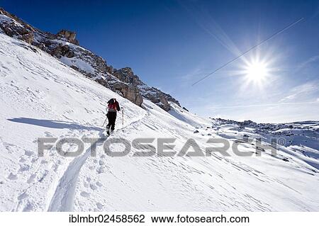 "Cross-country skier ascending Zendleser Kofel Mountain in Villnoesstal valley, Alto Adige, Italy, Europe" View Large Photo Image Stock Image - "Cross-country skier ascending Zendleser Kofel Mountain in Villnoesstal valley, Alto Adige, Italy, Europe". Fotosearch