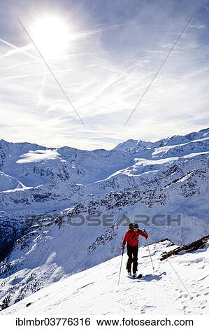 "Cross-country skier ascending Kalfanwand Mountain in the Martell Valley, in front of the mountains of Veneziaspitzen and Zufallspitze, Alto Adige, Italy, Europe" View Large Photo Image Stock Photograph - "Cross-country skier ascending Kalfanwand Mountain in the Martell Valley, in front of the mountains of Veneziaspitzen and Zufallspitze, Alto Adige, Italy, Europe". Fotosearch