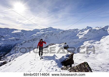 "Cross-country skier ascending the Kalfanwand Mountain, Martello Valley below and the Venezia, Zufallspitze, Koenig und Ortler Mountains at the rear, oberhalb vom Zufritt See, Martelltal, South Tyrol province, Trentino-Alto Adige, Italy, Europe" View Large Photo Image Picture - "Cross-country skier ascending the Kalfanwand Mountain, Martello Valley below and the Venezia, Zufallspitze, Koenig und Ortler Mountains at the rear, oberhalb vom Zufritt See, Martelltal, South Tyrol province, Trentino-Alto Adige, Italy, Europe". Fotosearch