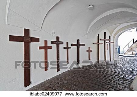 "Crosses of thanks in the entrance to the inner courtyard, Andechs Abbey, Bavaria, Germany, Europe" View Large Photo Image Stock Photo - "Crosses of thanks in the entrance to the inner courtyard, Andechs Abbey, Bavaria, Germany, Europe". Fotosearch