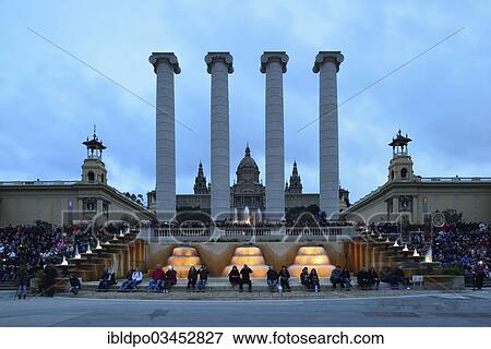 "Crowd waiting for the Font Magica magic fountain to light up at dusk, Barcelona, Catalonia, Spain, Europe" View Large Photo Image Stock Photo - "Crowd waiting for the Font Magica magic fountain to light up at dusk, Barcelona, Catalonia, Spain, Europe". Fotosearch