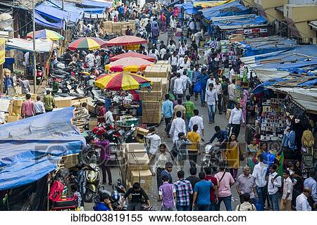 "Crowded street with shops at Mangaldas Market, Mumbai, Maharashtra, India, Asia" View Large Photo Image Stock Photography - "Crowded street with shops at Mangaldas Market, Mumbai, Maharashtra, India, Asia". Fotosearch