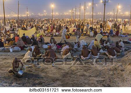 "Crowds of people gathering at Kumbha Mela grounds, Allahabad, Uttar Pradesh, India, Asia" View Large Photo Image Stock Image - "Crowds of people gathering at Kumbha Mela grounds, Allahabad, Uttar Pradesh, India, Asia". Fotosearch
