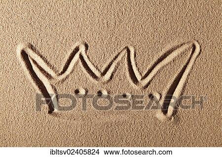 Crown painted in the sand View Large Photo Image Picture - Crown painted in the sand. Fotosearch