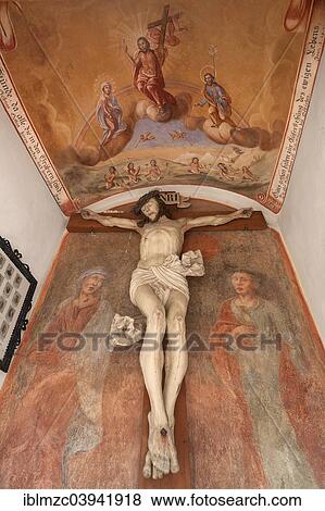 "Crucifix and fresco in a chapel, parish church of Saint Jakob, Wallgau, Upper Bavaria, Bavaria, Germany, Europe" View Large Photo Image Stock Photo - "Crucifix and fresco in a chapel, parish church of Saint Jakob, Wallgau, Upper Bavaria, Bavaria, Germany, Europe". Fotosearch