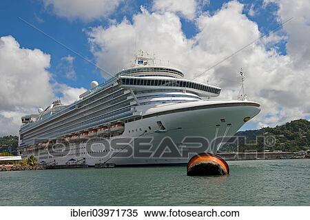 "Cruise ship anchored in Castries harbour, Charlotte, Castries, Saint Lucia, North America" View Large Photo Image Stock Photography - "Cruise ship anchored in Castries harbour, Charlotte, Castries, Saint Lucia, North America". Fotosearch