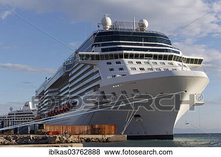 Stock Photo - "Cruise ship """"Celebrity Silhouette"""" owned by Celebrity Cruises, on the pier, Rhodes, Rhodes island, Dodecanese, Greece, Europe". Fotosearch