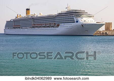 "Cruise ship Costa Mediterranea in the harbour of Rhodes, Dodecanese, South Aegean, Greece, Europe" View Large Photo Image Stock Photo - "Cruise ship Costa Mediterranea in the harbour of Rhodes, Dodecanese, South Aegean, Greece, Europe". Fotosearch