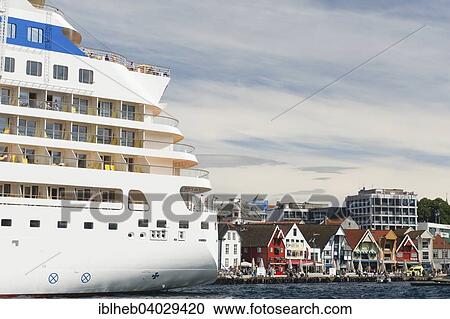 Stock Image - "Cruise ship in the port, Stavanger, Rogaland, Norway, Europe". Fotosearch
