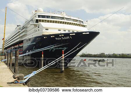 "Cruise ship """"Mein Schiff 1"""" owned by TUI Cruises moored in the harbour, Hamburg Cruise Center, HafenCity, Hamburg, Hamburg, Germany, Europe" View Large Photo Image Stock Photograph - "Cruise ship """"Mein Schiff 1"""" owned by TUI Cruises moored in the harbour, Hamburg Cruise Center, HafenCity, Hamburg, Hamburg, Germany, Europe". Fotosearch